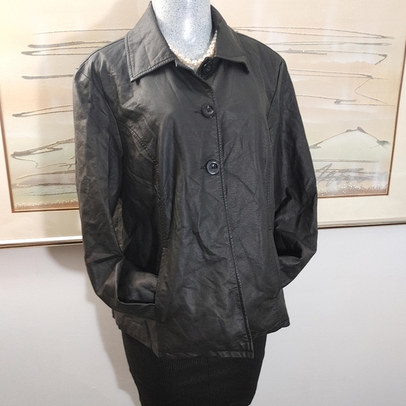 Liz Claiborne Petite Faux Leather Jacket Size PXL - Picture 2 of 10